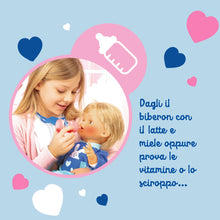 Carica l&#39;immagine nel visualizzatore di Gallery, Cicciobello Bua, Bambola Interattiva con Accessori, Giochi Bambini 2 anni, Cicciobello con Accessori per la Cura Come Termometro e Stetoscopio, Usa il Ciuccio per Farlo Smettere di Piangere!