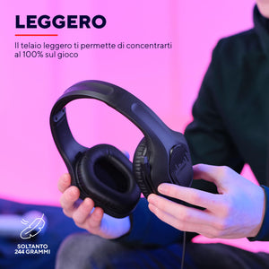 Trust Gaming GXT 415 Zirox Cuffie Gaming Leggere con Driver da 50 mm per PC, Xbox, PS4, PS5, Switch, Mobile, Jack Audio 3.5 mm, Cavo 2m, Cuffie con Microfono Over-Ear - Nero