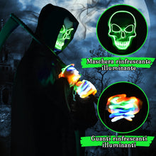 Carica l'immagine nel visualizzatore di Gallery, Aragallant Costumi Halloween, Mantello con Cappuccio Halloween, Morte Costume di Halloween con Falce, Maschera Scheletri