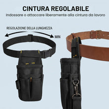 Carica l'immagine nel visualizzatore di Gallery, Cintura Porta Attrezzi,Marsupio Elettricista,Porta Attrezzi da Cintura,Regolabile Marsupio Attrezzi con 14 Tasche per El
