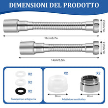 Carica l'immagine nel visualizzatore di Gallery, 2 Pezzi Rubinetto Da Cucina Con Aeratore,2 Modalità, Accessori per Rubinetti, Accessorio per Rubinetto Rotante a 360 Gra