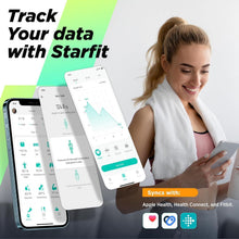 Carica l'immagine nel visualizzatore di Gallery, RunStar Bilancia pesapersone e percentuale grasso, Bilancia smart digitale e precisa con ampio display, Analizzatore di 13 dati di composizione corporea, Sync App