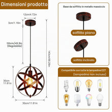 Carica l'immagine nel visualizzatore di Gallery, DELIPOP Lampadario a Sospensione E27, Vintage Lampada da Soffitto Globo