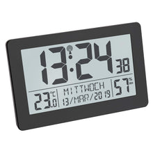 Carica l'immagine nel visualizzatore di Gallery, TFA Dostmann Orologio digitale radiocontrollato da parete, 60.2557.01, con allarme, ampio display, con indicazione della temperatura, data, giorni della settimana anche in italiano
