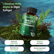 Carica l'immagine nel visualizzatore di Gallery, Omega 3 Vegan 90 Softgel, 2000mg, 600mg DHA, 300mg EPA, da Olio Algale