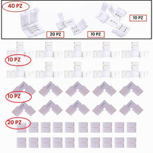 Carica l'immagine nel visualizzatore di Gallery, 40Pcs Connettori Striscia Led Set,Strisce luminose a forma L 3pin,Connettori a T,Connettori Senza fessure per strisce LE