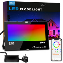 Carica l'immagine nel visualizzatore di Gallery, iLC LED Faretto Esterno 80W, equivalente a 800W, Cambio Colore Rgbw, 16 Milioni Colori, Raggruppamento, Timer 8000 lumen