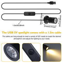 Carica l'immagine nel visualizzatore di Gallery, 2 Pezzi Mini Spot Light: Mini Spot Light con interruttore, piccola luce d'accento, USB 5V 3 W Illuminazione puntiforme p
