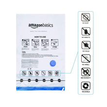 Carica l&#39;immagine nel visualizzatore di Gallery, Amazon Basics Sacchetti sottovuoto con pompa a mano, Molteplici, Cerniera, confezione da 12 (3 jumbo, 3 grandi, 3 medi, 3 piccoli), Trasparente