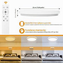 Carica l'immagine nel visualizzatore di Gallery, LEZOE Plafoniera LED Soffitto Dimmerabile con Telecomando, 18W 1800LM Lampada da Soffitto 3000K-6500K Plafoniera Bagno 2