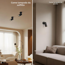 Carica l'immagine nel visualizzatore di Gallery, DAWALIGHT Faretto da Soffitto Orientabile Nero Moderna Applique da Parete Interno LED GU10 5W 3000K Bianco caldo Lampada