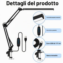 Carica l'immagine nel visualizzatore di Gallery, Lampada da Scrivania LED, 14W, Lampada con Morsetto e Clip, Luce Dimmerabile Protezione Occhi, Diverse Modalità di Color