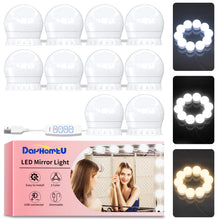 Carica l'immagine nel visualizzatore di Gallery, daphomeu USB Luci per Specchio da Trucco, 10 Lampadine Dimmerabili, Luci da Specchio Hollywood con 3 Modalità Colore, Ma