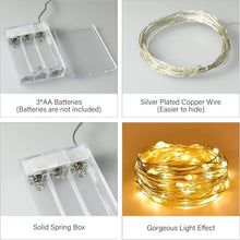Carica l'immagine nel visualizzatore di Gallery, 4 catene luminose a LED, funzionamento a batteria, 10 m, 100 micro LED rossi, IP65, impermeabili, in filo di rame, per i
