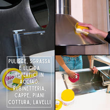 Carica l'immagine nel visualizzatore di Gallery, Bio-mex® Detergente Universale Naturale 300gr. Pulisce Sgrassa Lucida, Adatto per Tutte Le superfici - Panno Spugna Microfibra Flip-Mex 16x16 cm - Kit 2 Pezzi
