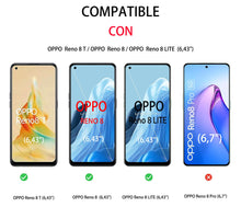 Carica l'immagine nel visualizzatore di Gallery, UNO' Confezione da 3 pellicole protettive per OPPO Reno 8T 4G / Reno 8 / Reno 8 Lite (6,43"), set da 3 pezzi in vetro te
