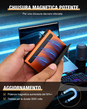 Carica l'immagine nel visualizzatore di Gallery, Portafoglio uomo slim dwnkove RFID con portacarte pop-up, nero/arancione