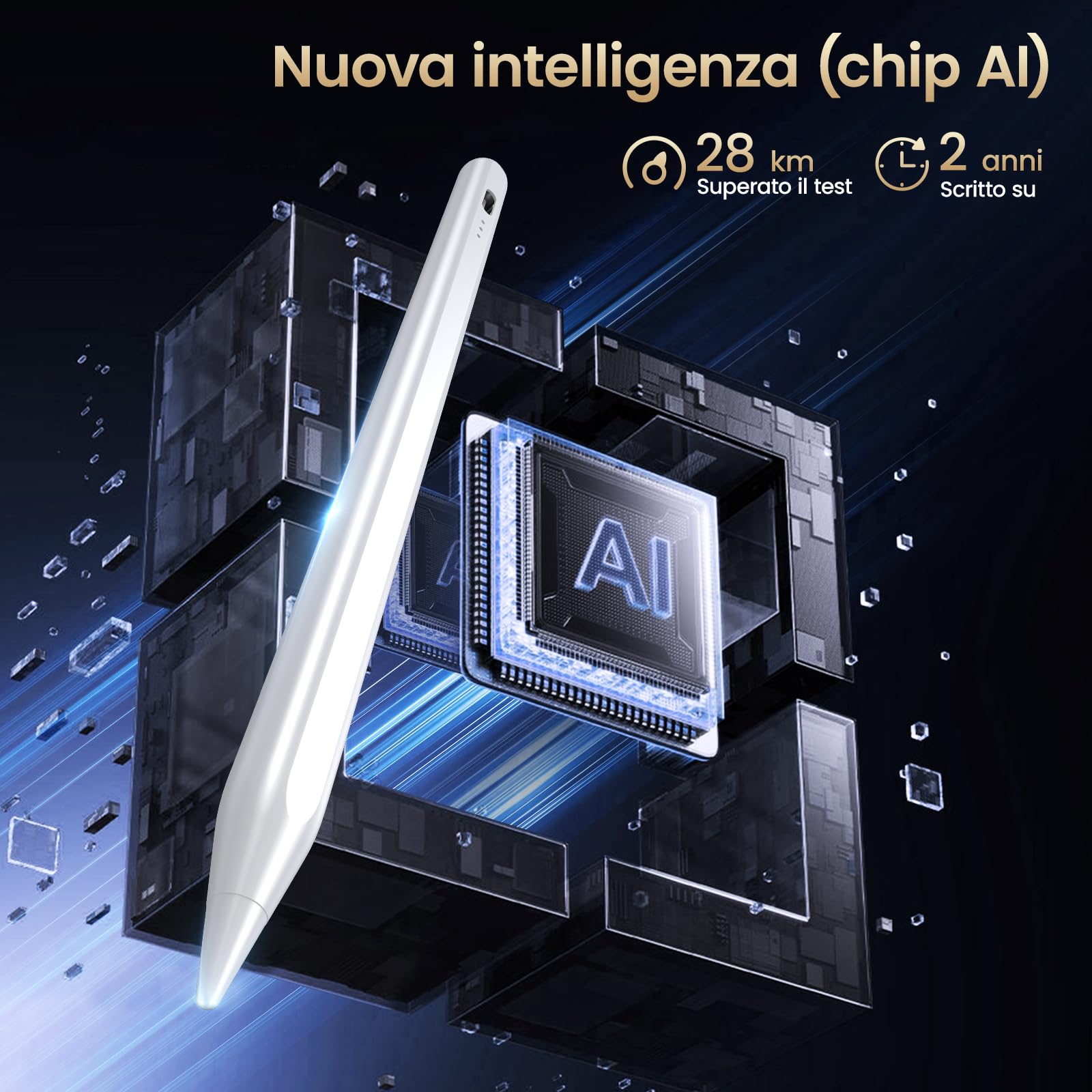 AT-Mizhi Penna stilo per Apple iPad – Pencil di seconda generazione per iPad 2018-2022, penna ad alta precisione, penna stilo per iPad 9 8 7 6, iPad Pro 11/12.9, iPad Air 5 4 3, iPad Mini 6 5