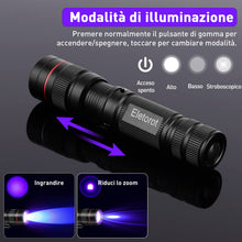 Carica l'immagine nel visualizzatore di Gallery, Eletorot Torcia UV 395 NM Ultravioletti Zoomable Blacklight per Resina Polimerizzante, Rilevatore di Urina di Cane Gatto