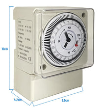 Carica l'immagine nel visualizzatore di Gallery, Transplant Timer Meccanico, 220-240V, 16A, 24 Ore, Analogico a Segmento per Luci, Riscaldatori, Piscine e Altri Elettrod