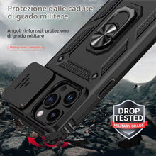 Carica l'immagine nel visualizzatore di Gallery, Cover per Iphone 15 Pro 6.1 Pollici con Vetro Temperato Custodia con Scorrevole Protezione Fotocamera Custodia Rotante A