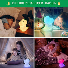 Carica l'immagine nel visualizzatore di Gallery, Luce Notturna Bambini,7 Colori Lampada USB Ricaricabile Lucina Notte,Silicone, Cameretta, Regalo Neonato