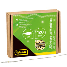 Carica l'immagine nel visualizzatore di Gallery, Idena 31483 - Catena luminosa LED Micro con 120 LED in bianco caldo, alimentazione USB, con interruttore, per uso intern