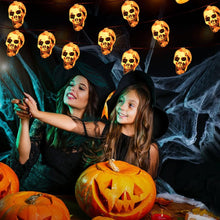 Carica l'immagine nel visualizzatore di Gallery, Catena luminosa a forma di teschio per Halloween, 3 m, 20 LED, catena di luci a forma di teschio, catena luminosa a LED 
