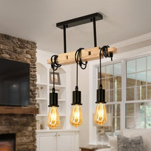 Carica l'immagine nel visualizzatore di Gallery, Toolight Lampadario Soffitto Legno Regolabile E27 Soggiorno Cucina 40CM