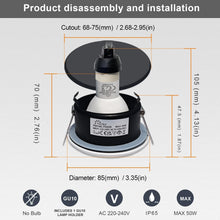Carica l'immagine nel visualizzatore di Gallery, Sweier IP65 Faretto da Incasso per Bagno, Colore Bianco (Lampadine non Incluse), GU10 Impermeabile (Incluso Attacco GU10