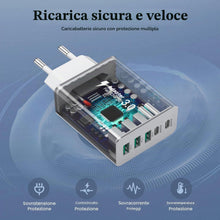 Carica l'immagine nel visualizzatore di Gallery, Caricatore USB C 50W, 5 Port USB Caricatore Multiplo Parete Adattatore