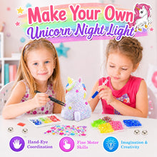 Carica l'immagine nel visualizzatore di Gallery, HappyGoLucky Unicorno Bambina Regalo, Kit Lavoretti Creativi per Bambini LED Luce Notturna, 4D Diamond Painting Kit Comp