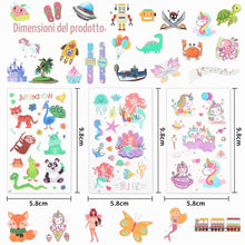 Carica l'immagine nel visualizzatore di Gallery, AOOWU Tatuaggi per Bambini, 500+Tatuaggi Temporanei Stickers, Adesivi Tatuaggi Set Temporanei de Unicorno Dinosauro Sire