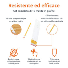 Carica l'immagine nel visualizzatore di Gallery, Amazon Basics - Matite HB in Grafite con Corpo in Legno, Già Temperate, con Gomma Senza Sbavature,Confezione da 12