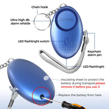 Carica l'immagine nel visualizzatore di Gallery, SUNMAY Allarme Personale, 5 Pezzi 140DB Sirena Mini Sistema di Sicurezza Torcia LED Allarme Portachiavi per Anziani, Bam