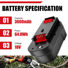 Carica l'immagine nel visualizzatore di Gallery, Moticett 18V 3.6Ah HPB18 Ricambio per Black Decker Batteria NI-MH Compatibile per Black Decker A1718 A18 A18E A18NH HPB18 HPB18-OPE Firestorm FS180BX FS18BX FS18FL FSB18 NST2118 244760-00
