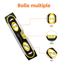 Carica l'immagine nel visualizzatore di Gallery, Amazon Basics livella torpedo magnetica e righello da 22.8 cm, a piombo/livella/bolla a 180, 90, 45 gradi, Nero, Giallo