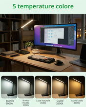 Carica l'immagine nel visualizzatore di Gallery, Carehabi Lampada da scrivania a LED, lampada da tavolo dimmerabile, lampada scrivania a LED ricaricabile con 5 colori e 
