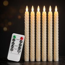 Carica l'immagine nel visualizzatore di Gallery, Candele LED, Set da 6 Candele Finte Torsadate Avorio Senza Fiamma, con Telecomando, Luce Tremolante, Dimmerabili, Timer 