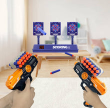 Carica l'immagine nel visualizzatore di Gallery, FOR21JOYS Pistola giocattolo e bersaglio per nerf, bersaglio con pistola e 60 freccette, regalo di compleanno, giocattolo per 6, 7, 8, 9, 10 anni