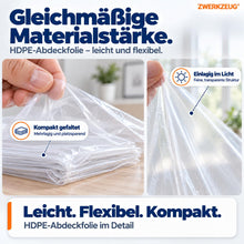 Carica l'immagine nel visualizzatore di Gallery, 10 pezzi teli per imbiancare extra resistenti – pellicole protettive in plastica per ristrutturazioni, traslochi e prote