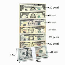 Carica l'immagine nel visualizzatore di Gallery, 140 Pezzi Prop Money HSYWSH Dollar Finti Dimensioni Reali, Money Dollar, Fake Scheine, Cash Giocattolo per Bambini, Copy