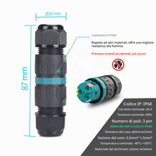 Carica l'immagine nel visualizzatore di Gallery, Connettore per cavo impermeabile IP68 Confezione da 2 Ø4mm-Ø12mm