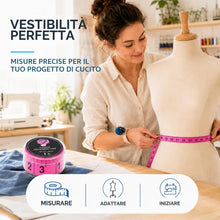 Carica l'immagine nel visualizzatore di Gallery, Metro a nastro 2 in 1 cm + INCH metro da sarto 150 cm in scatola (150 cm rosa)