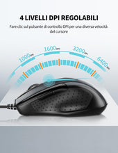 Carica l'immagine nel visualizzatore di Gallery, TECKNET PRO Mouse con Filo, Cavo USB 1.5M, Mouse Ottico Cablato