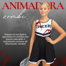 Carica l'immagine nel visualizzatore di Gallery, Vestiti Halloween Bambina Cheerleader Zombie, Vestito e Pon Pon, 7-12 anni