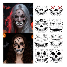 Carica l'immagine nel visualizzatore di Gallery, 8 Halloween Tatuaggi Temporanei, Tatuaggio Halloween per il viso, Impermeabile Tatuaggio Temporaneo, Cicatrice Ragno Tat
