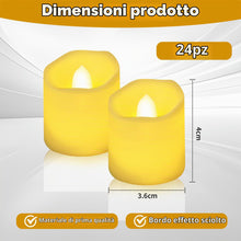 Carica l'immagine nel visualizzatore di Gallery, BUCOMTU 24 Pezzi Candele LED Candele con Fiamma Oscillante Senza Fiamma, Lumini a Batteria, Luce Bianca Calda per Decora