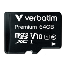 Carica l'immagine nel visualizzatore di Gallery, Verbatim Scheda di memoria microSDXC Premium con adattatore I 64 GB I nera I Scheda SD per video full HD I resistente al