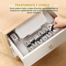 Carica l'immagine nel visualizzatore di Gallery, AiQInu 2 Pezzi Organizzatore Cavi, con Coperchio e 6 Scomparti, Porta Cavi per USB, Caricabatterie e Accessori, per Casa